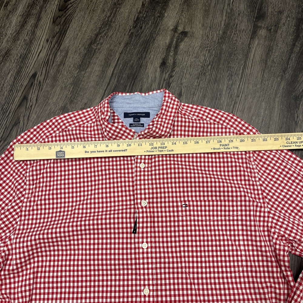 Tommy Hilfiger Mens XXL Classic Fit Button Down Shirt Red White  long sleeve - Picture 2 of 12